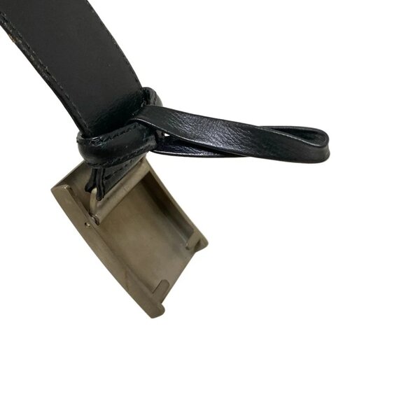 Auth Salvatore Ferragamo - Black Silver Leather Hardware Belt - Picture 6 of 9